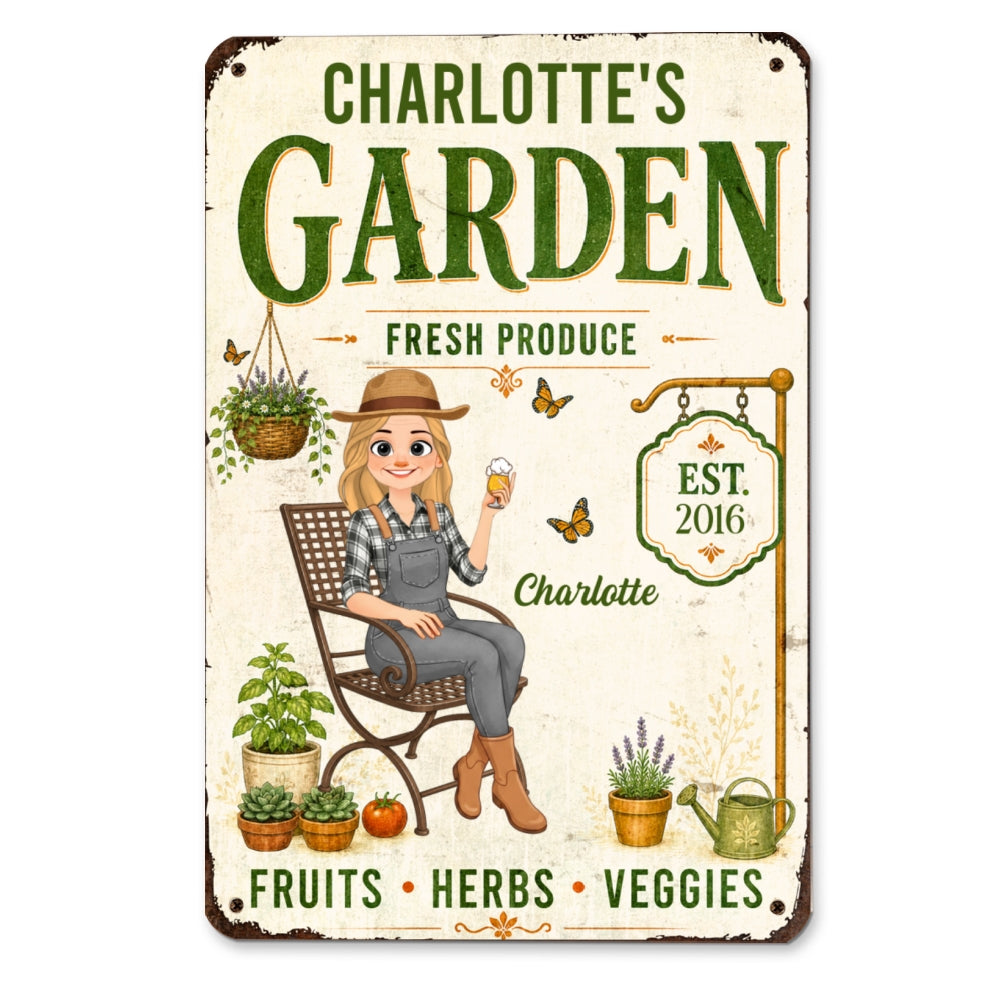 Custom Home Garden Sign, Outdoor Yard & Lawn Decor • My Lovely Garden - Personalized Metal Sign