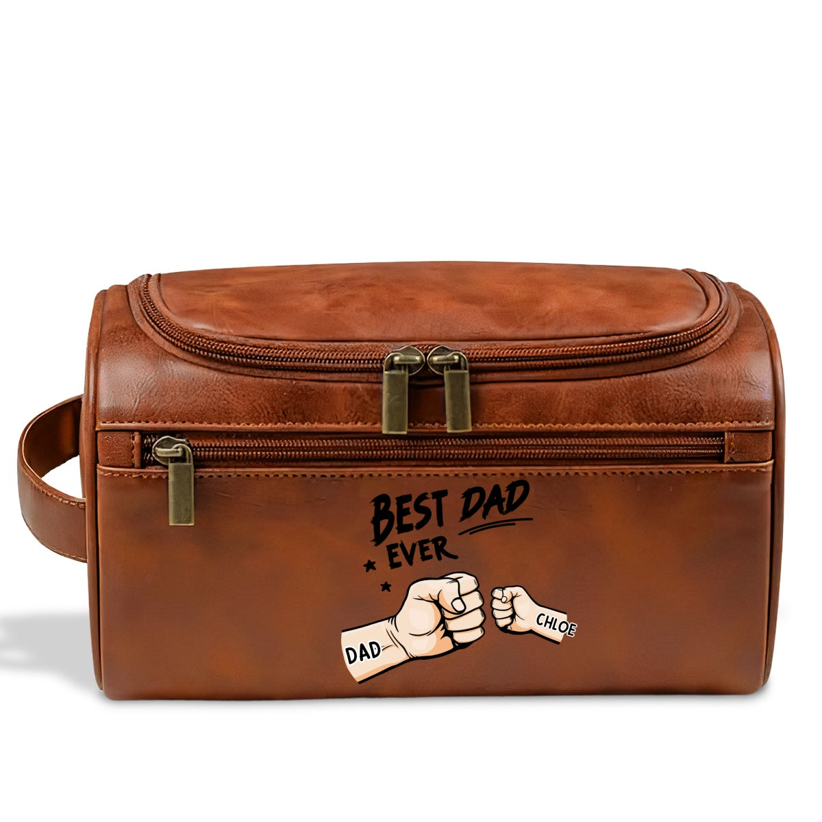 Best Dad Ever - Personalized Leather Toiletry Bag