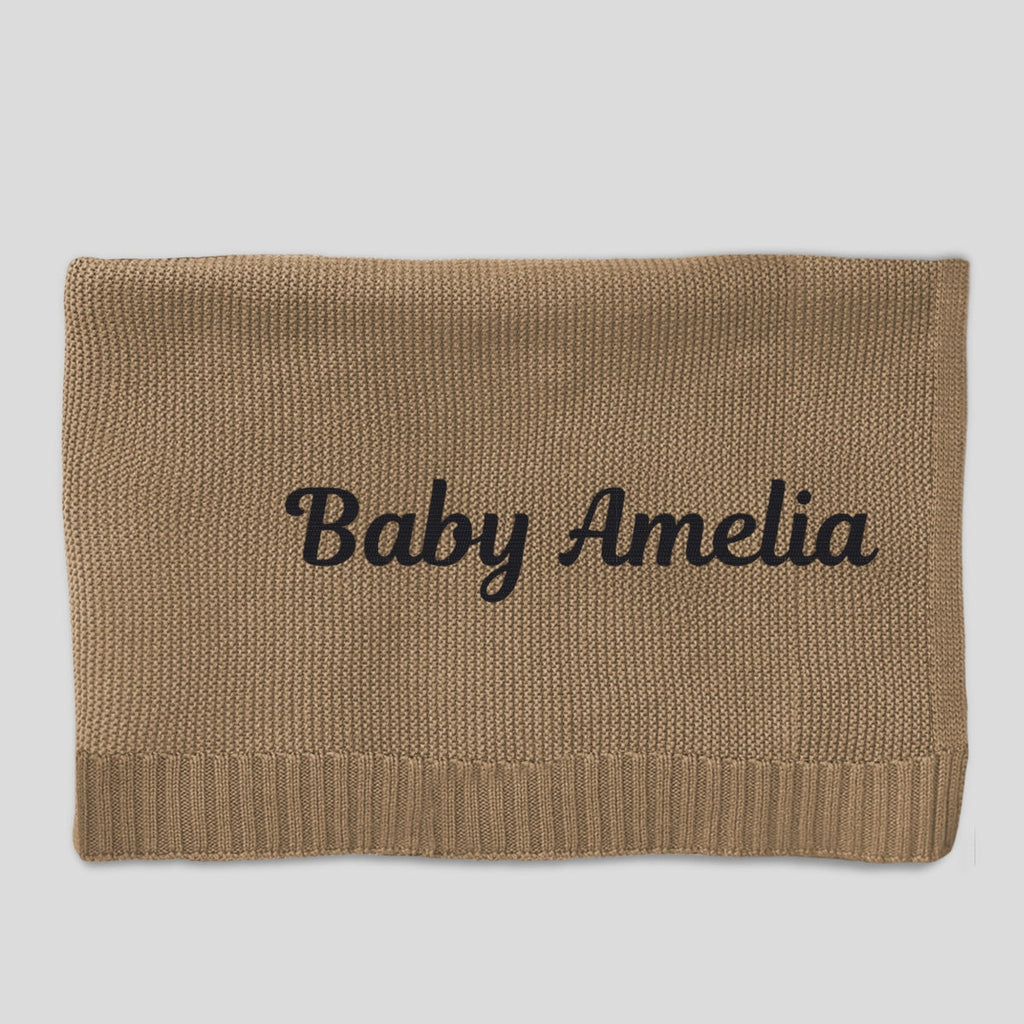 Baby Monogram - Personalized Embroidered Knitted Baby Blanket