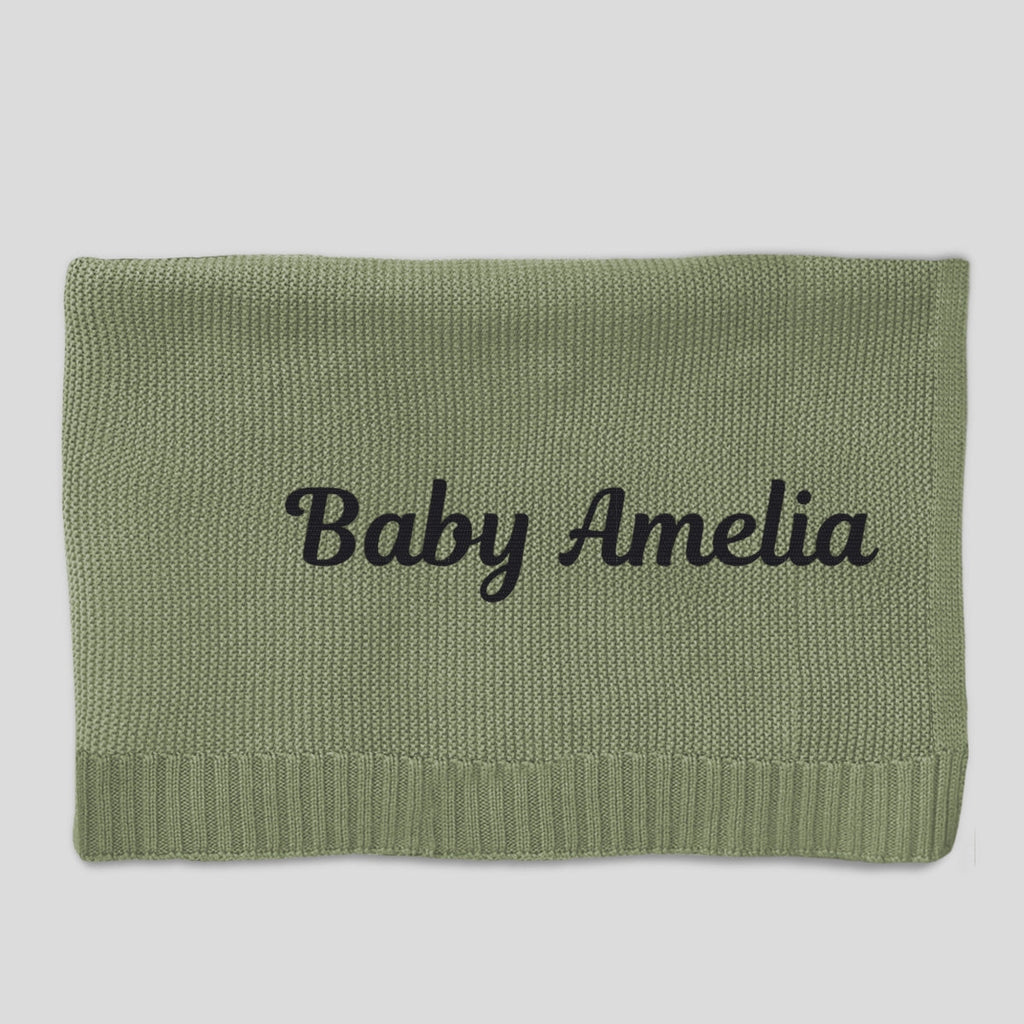 Baby Monogram - Personalized Embroidered Knitted Baby Blanket