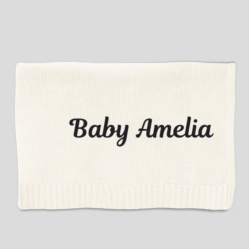 Baby Monogram - Personalized Embroidered Knitted Baby Blanket