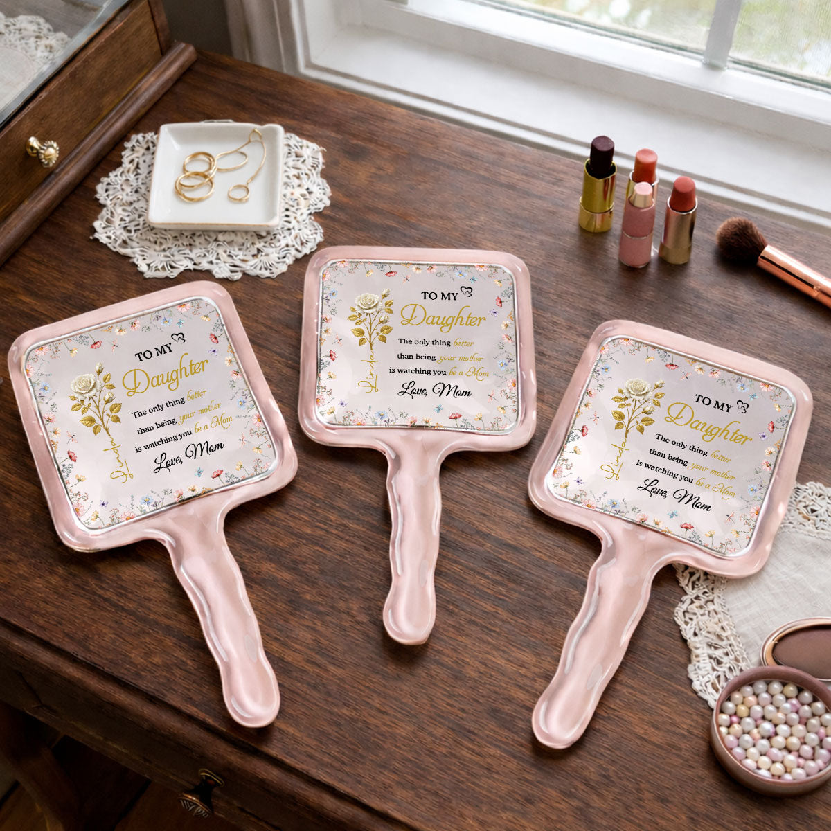 To My Daughter - Personalized Handheld Mirror