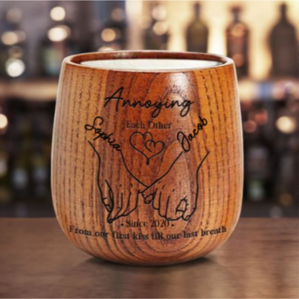 Annoying You Daily - Personalized Engraved Wooden Whiskey Glass