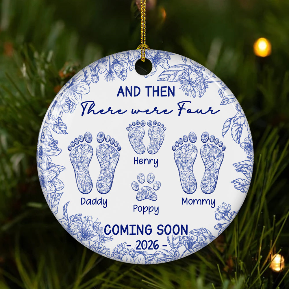 Custom Family First Christmas Ornament •  Love Makes A Family Grow - Personalized Ceramic Ornament