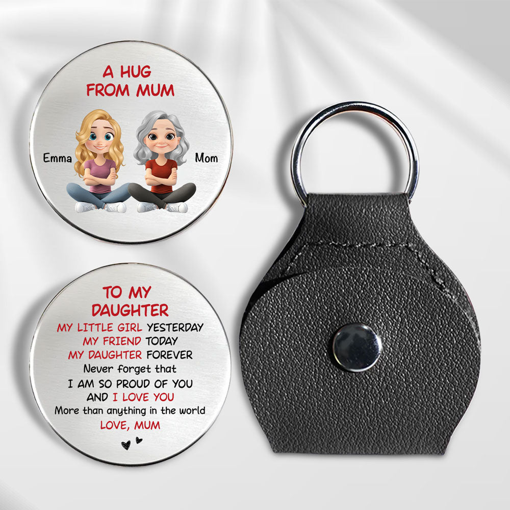 Custom Coin Keychain for Son, Father's Day Birthday Gifts • A Hug From Mom To Her Love - Personalized Pocket Hug