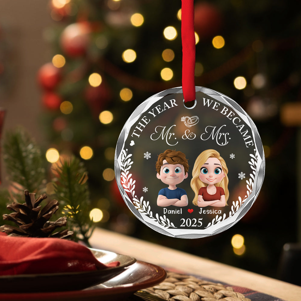 Custom Keepsake Christmas Ornament •  Save The Special Date - Personalized Glass Ornament