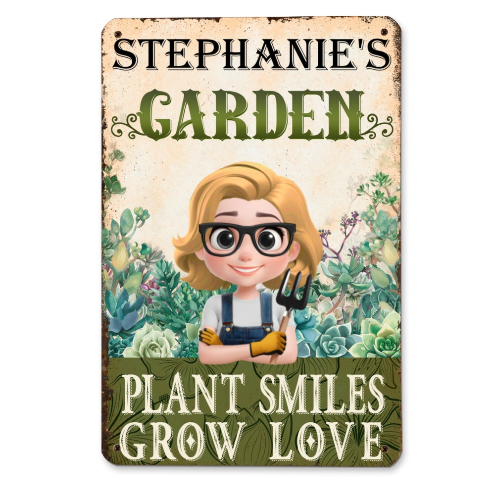 Custom Self-Care Garden Sign, Outdoor Lawn & Plant Decor • Grow Love - Personalized Metal Sign