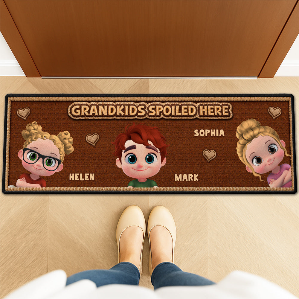 Custom Names Rug, Christmas Birthday Gift For Granddaughter Grandson • Grandmas Little Makers - Personalized Runner Rug