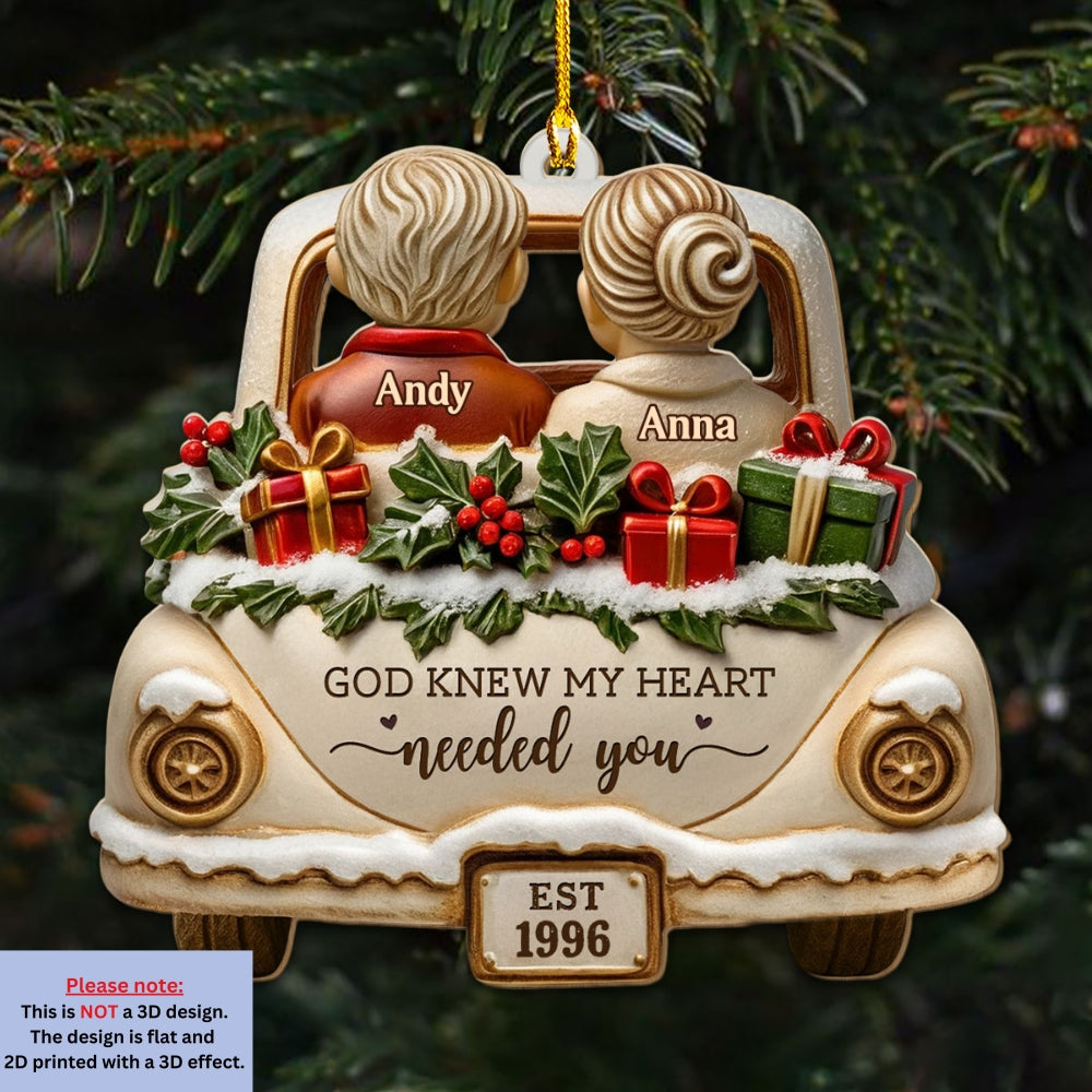 Custom Couple Christmas Ornament, Anniversary Gift •  Love Was My True Direction - Personalized 3D Effect Wood Ornament