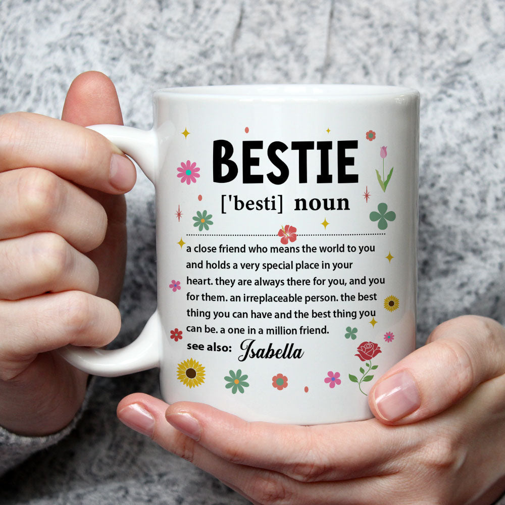 Custom Best Friend, Christmas & Birthday Friendship Keepsake Gift • Bestie Definition - Personalized Coffee Mug