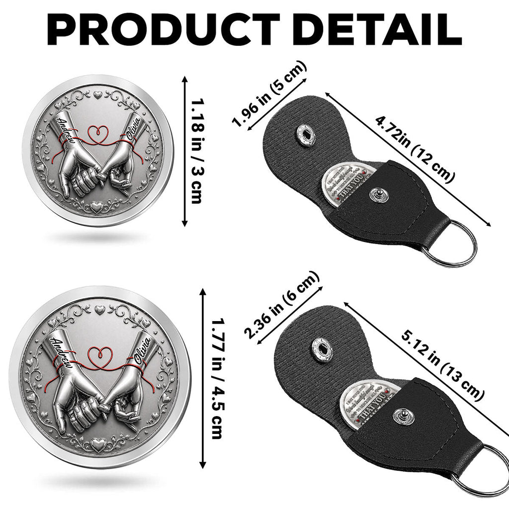 Custom Coin Keychain for Husband, Mother's Day, Anniversary Gifts • Never Find Words Beautiful Enough - Personalized Pocket Hug