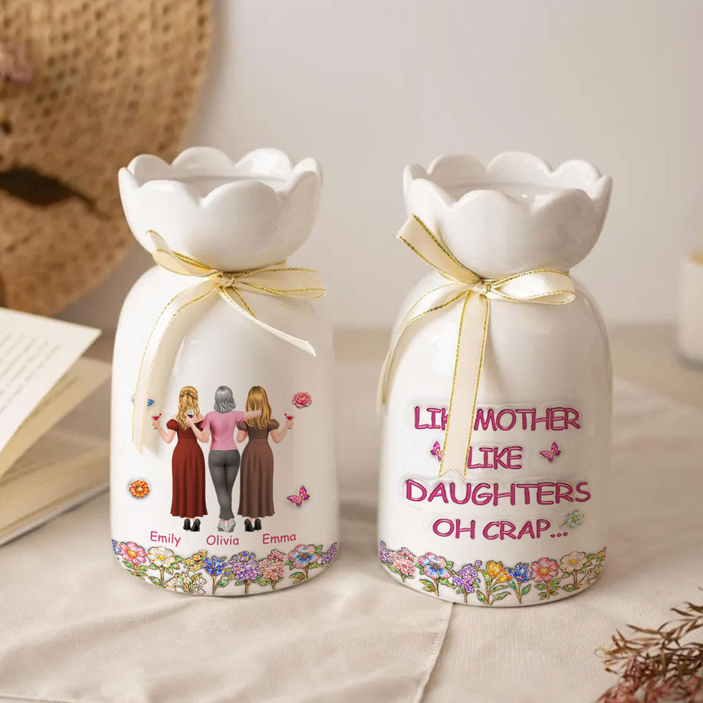 Like Mother Like Daughter - Personalized 3D Effect Ribbon Tie Flower Vase