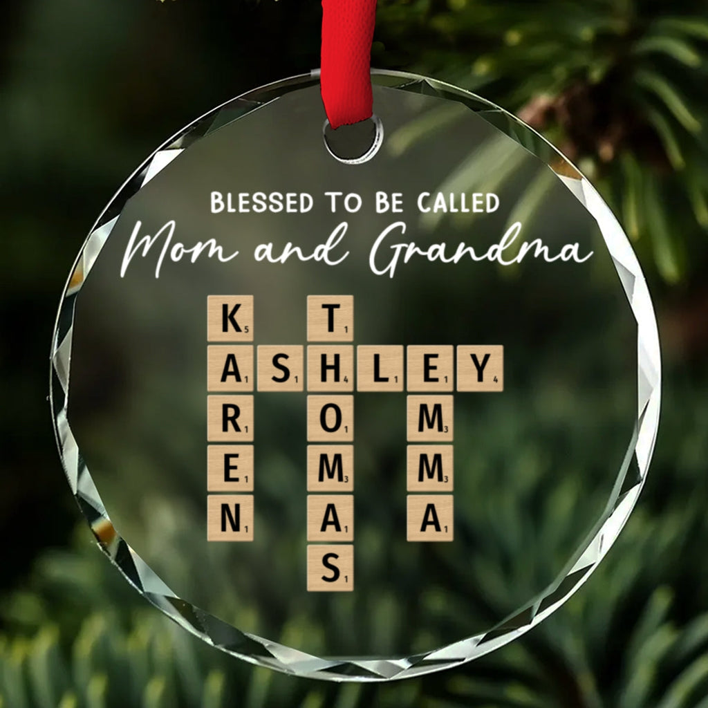 Custom Family Ornament, Christmas Gift for Family Members •  Blessed With Endless Family Joy - Personalized Glass Ornament