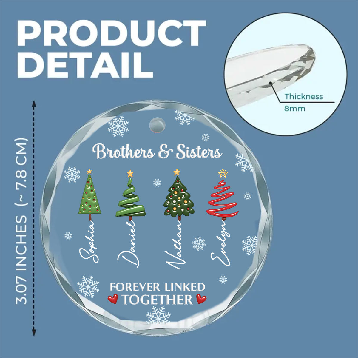 Custom Brothers & Sisters Christmas Ornament •  When Siblings Go to Therapy Together - Personalized Glass Ornament