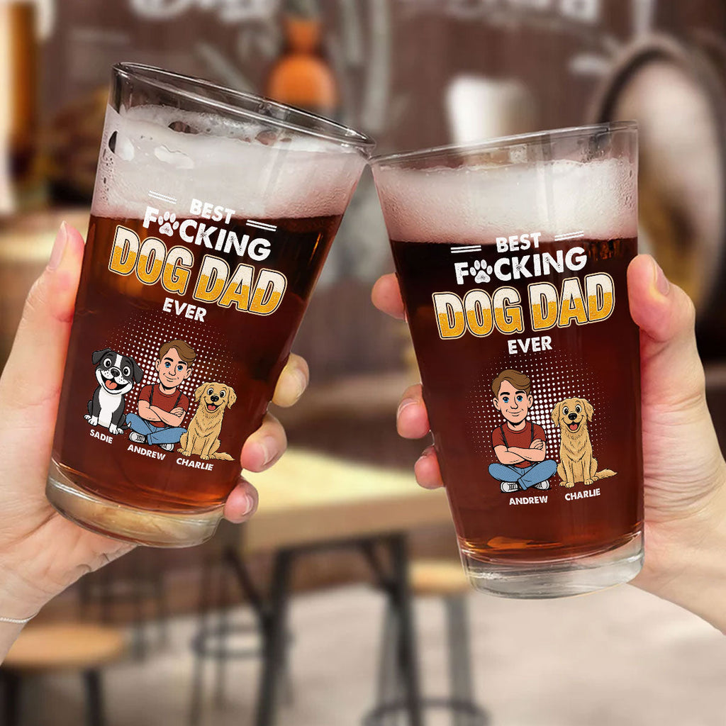 The Dad For Dogs - Personalized Beer Glass