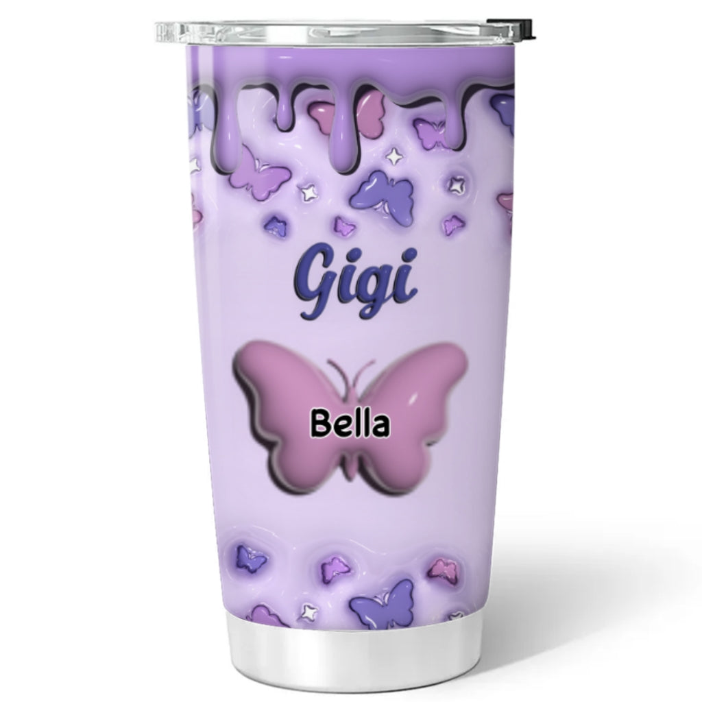 Custom Christmas Birthday Gifts For Grandma • Grandma And Grandkid - Personalized 3D Inflated Effect Tumbler