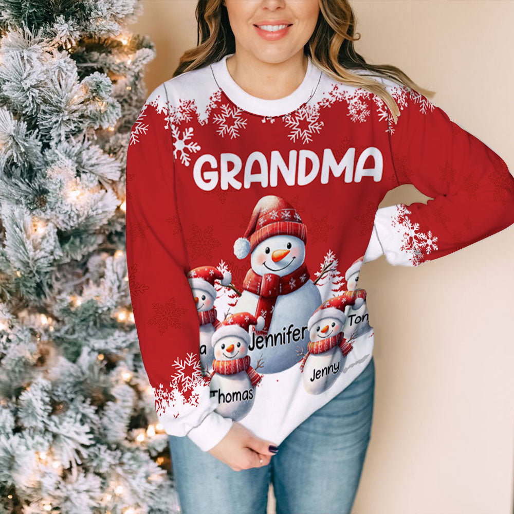 Custom Grandma Christmas Sweatshirt, Gift for Mothers • My Fav People Call Me - Personalized All-Over-Print Sweatshirt