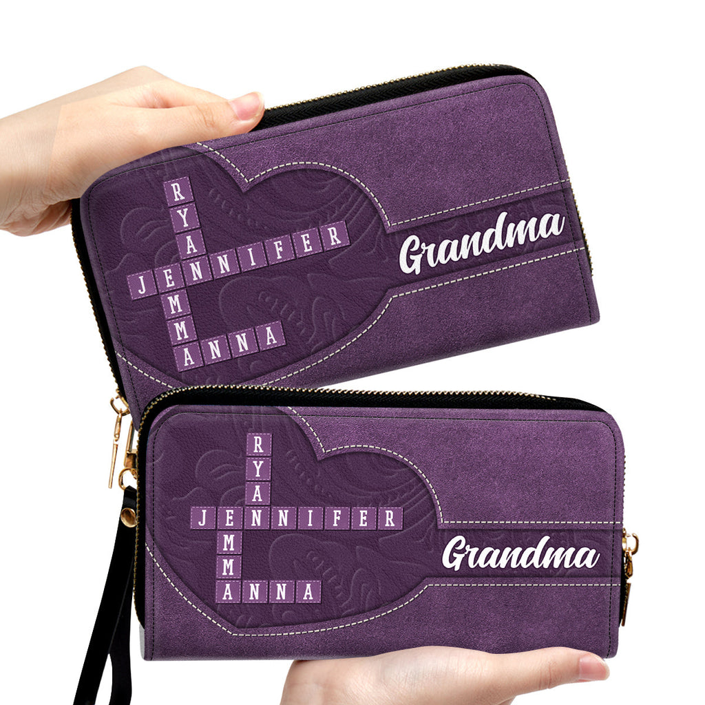 Love My Grandkids Crossword - Personalized Leather Wallet