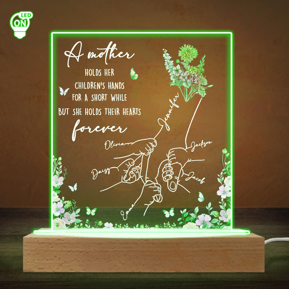 Custom Mother's Day Gift for Mom Grandma • Mother Holds Her Children Heart Forever - Personalized LED Light