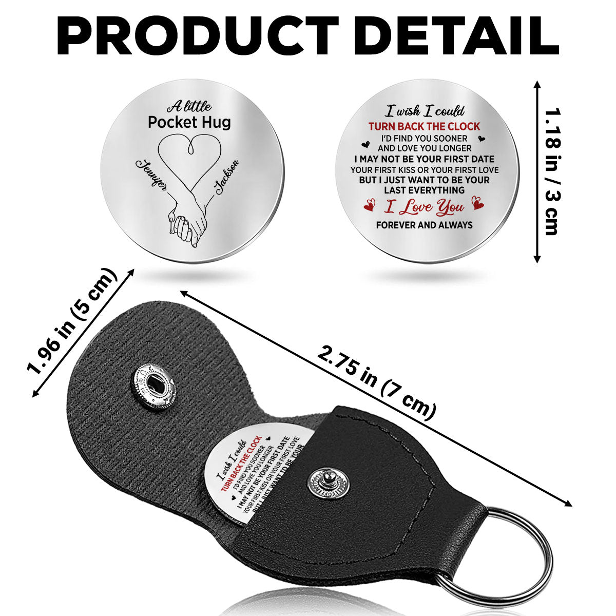 Custom Coin Keychain for Husband, Couple Anniversary Valentine's Day Gifts • Turn Back The Clock - Personalized Pocket Hug