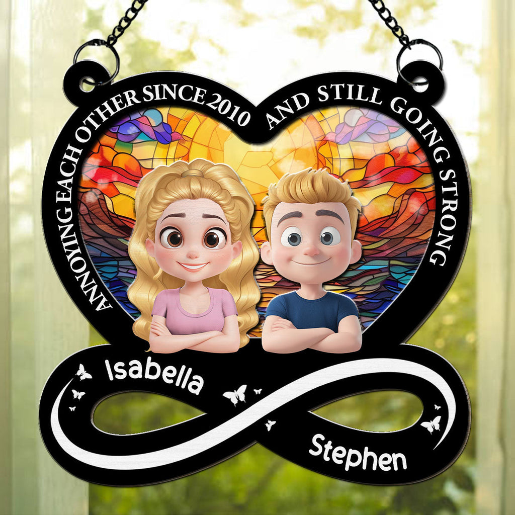 Custom Couple Hanging Decor, Anniversary Valentine's Day Gifts • My Love For You - Personalized Suncatcher