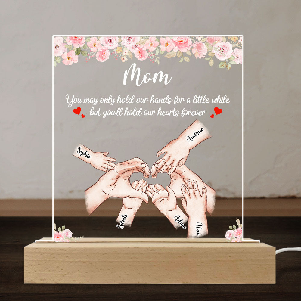 Custom Mother's Day Gift for Mom Grandma • Hold Our Hearts - Personalized LED Light