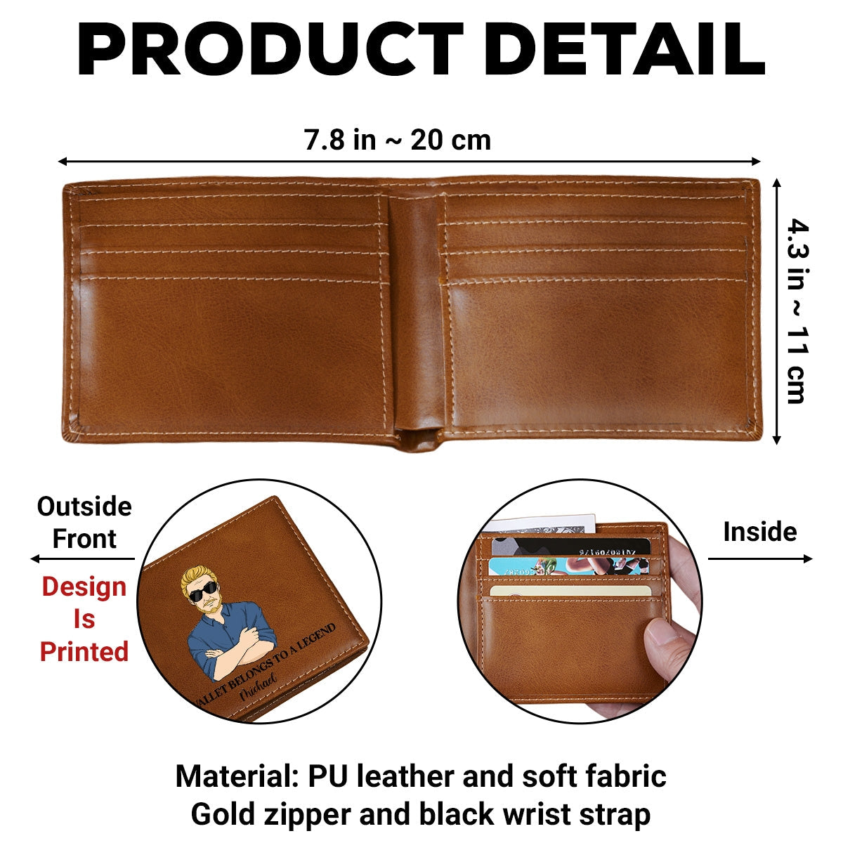 This Awesome Dad Belongs To - Personalized Printed Men Leather Wallet