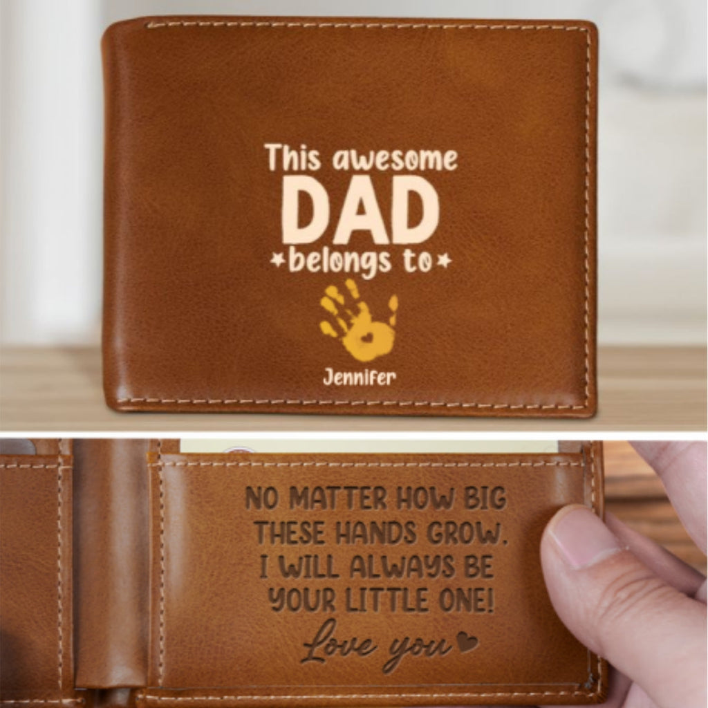 This Awesome Dad Belongs To - Personalized Printed Men Leather Wallet