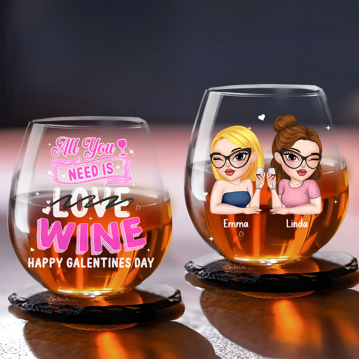 All You Need Is Wine - Personalized Wine Glass