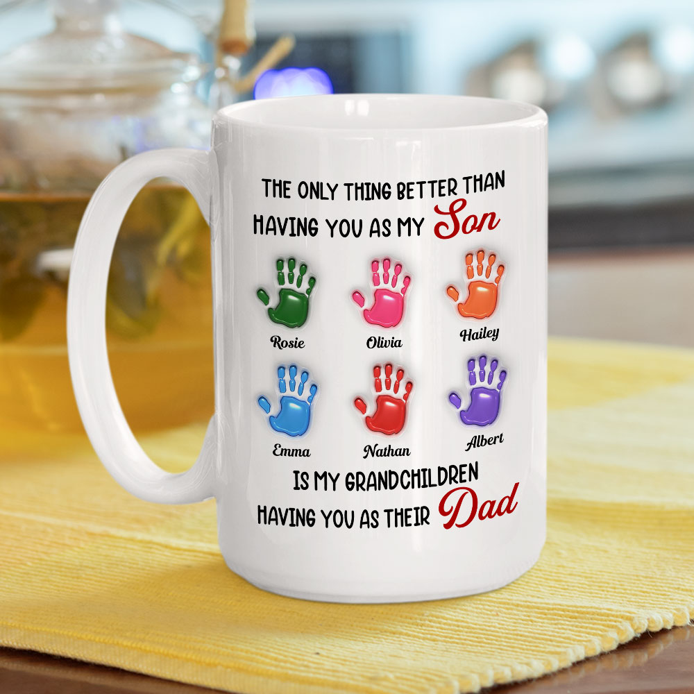 Custom Father's Day Gift For Son • Having You As My Son - Personalized 3D Inflated Effect Mug