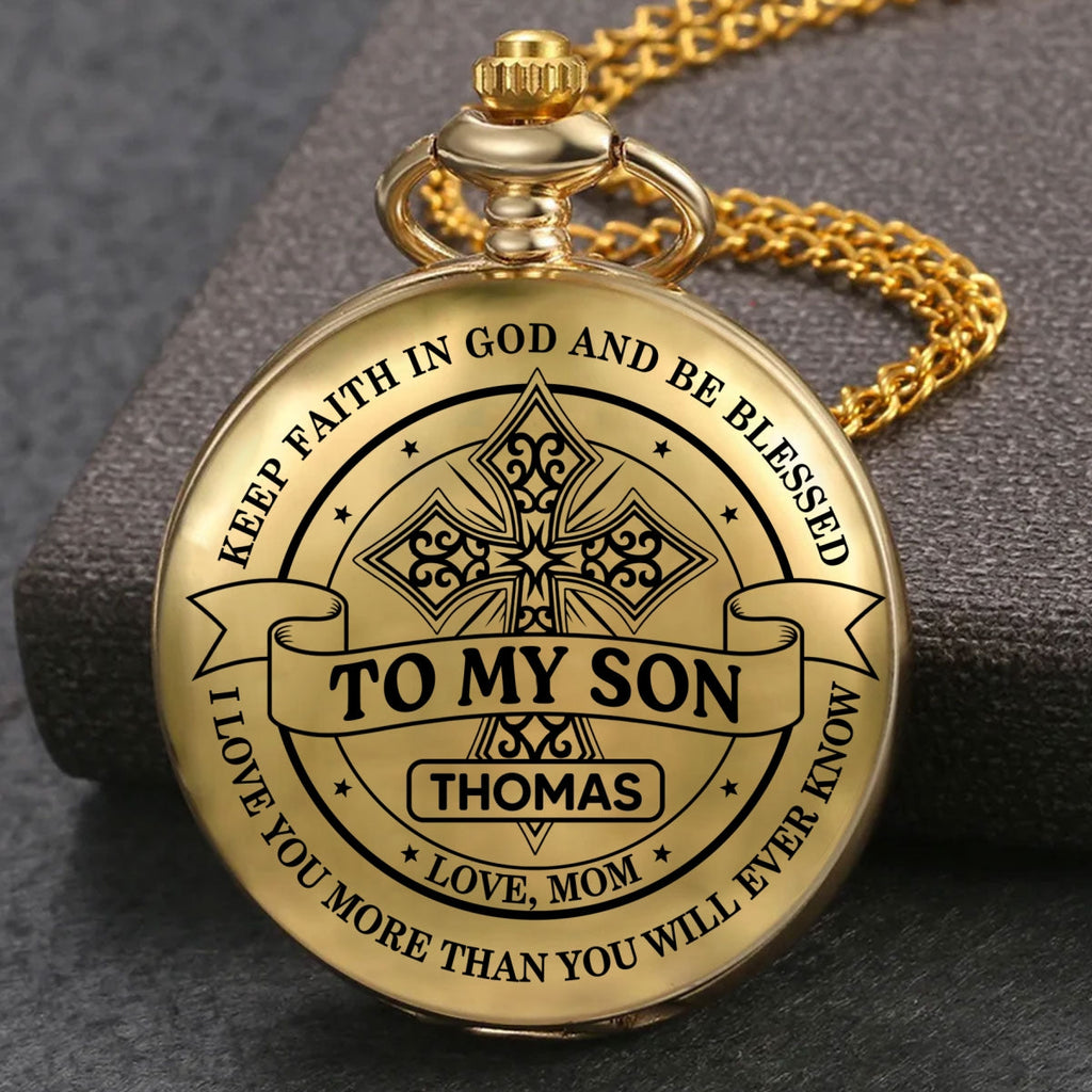 Blessings And Love From Mom - Personalized Pocket Watch