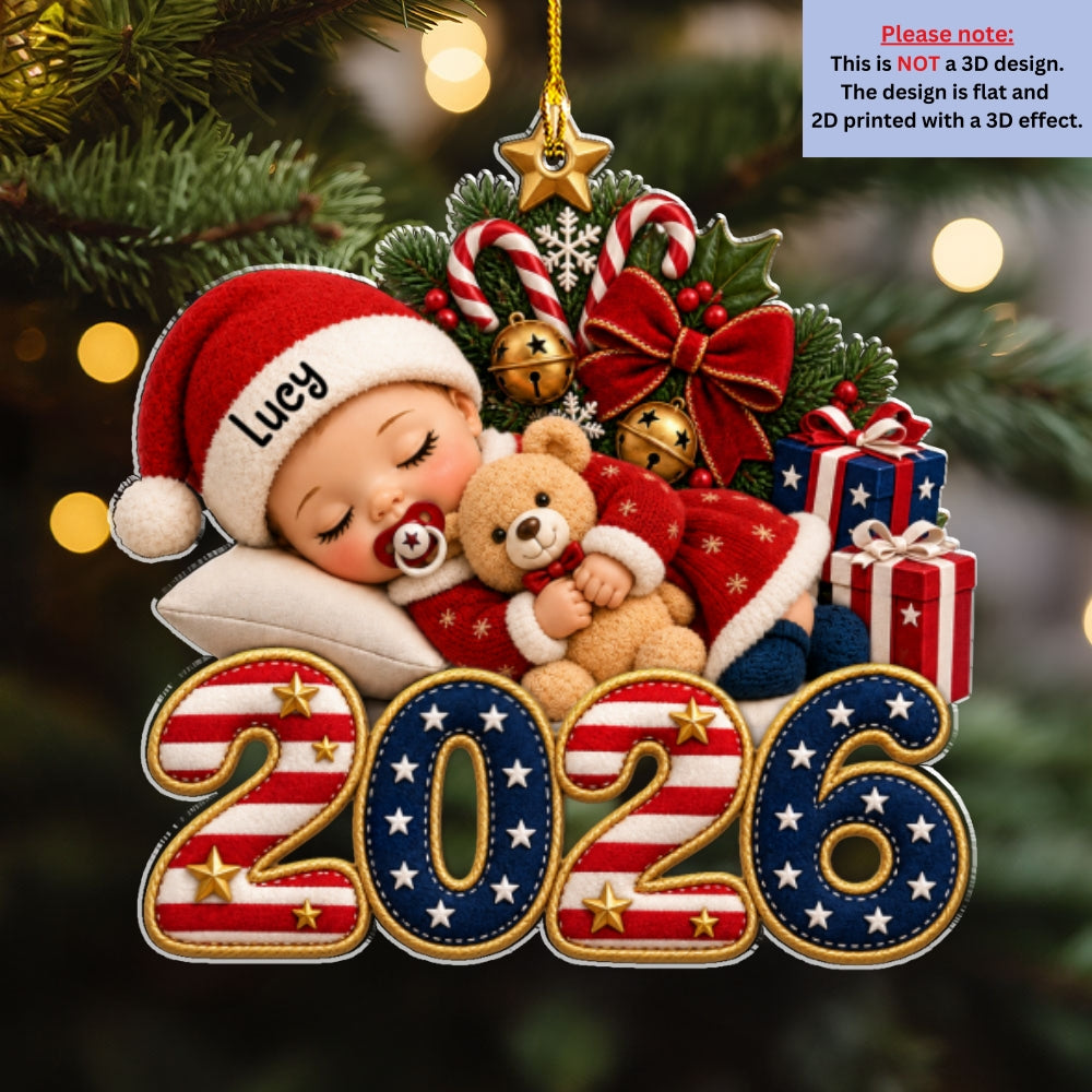 Custom Family First Christmas Ornament •  Christmas Dream Baby - Personalized Acrylic Ornament