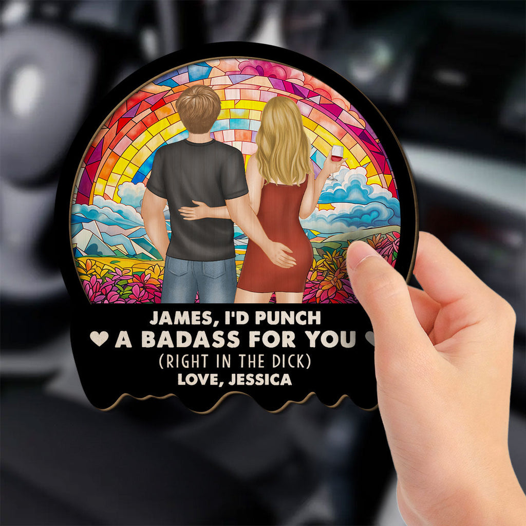 Punch A Badass For You Boyfriend Husband - Personalized Car Visor Clip