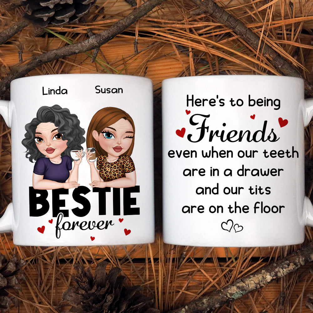 Custom Best Friend, Christmas & Birthday Friendship Keepsake Gift • Here Is To Being Friends - Personalized Coffee Mug