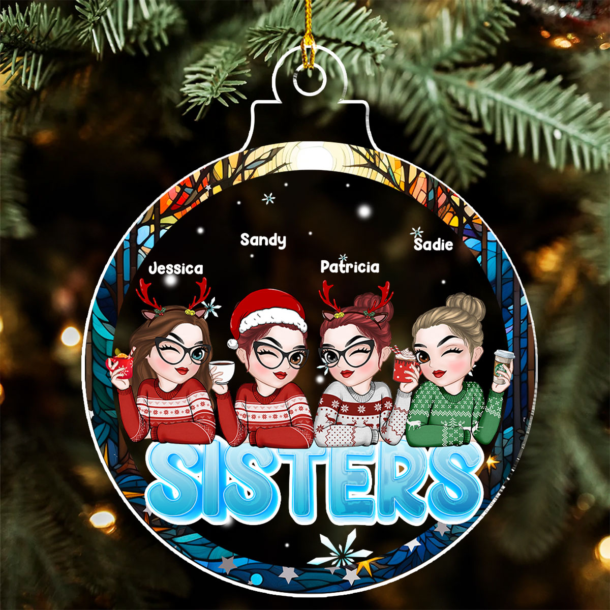 Custom Friendship Christmas Ornament, Best Friend Gift •  Besties Christmas - Personalized Acrylic Ornament