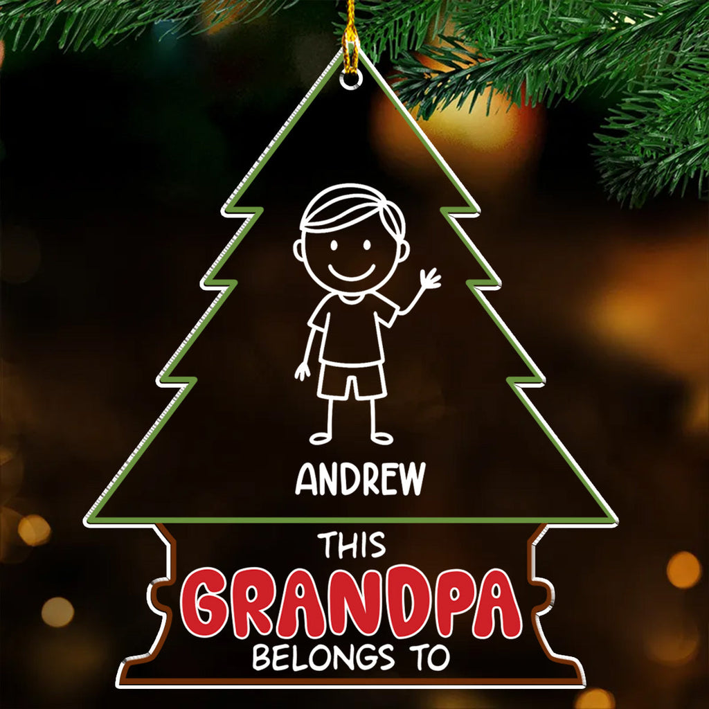Custom Family Ornament, Christmas Gift for Family Members •  Grandpa Belongs To - Personalized Acrylic Ornament