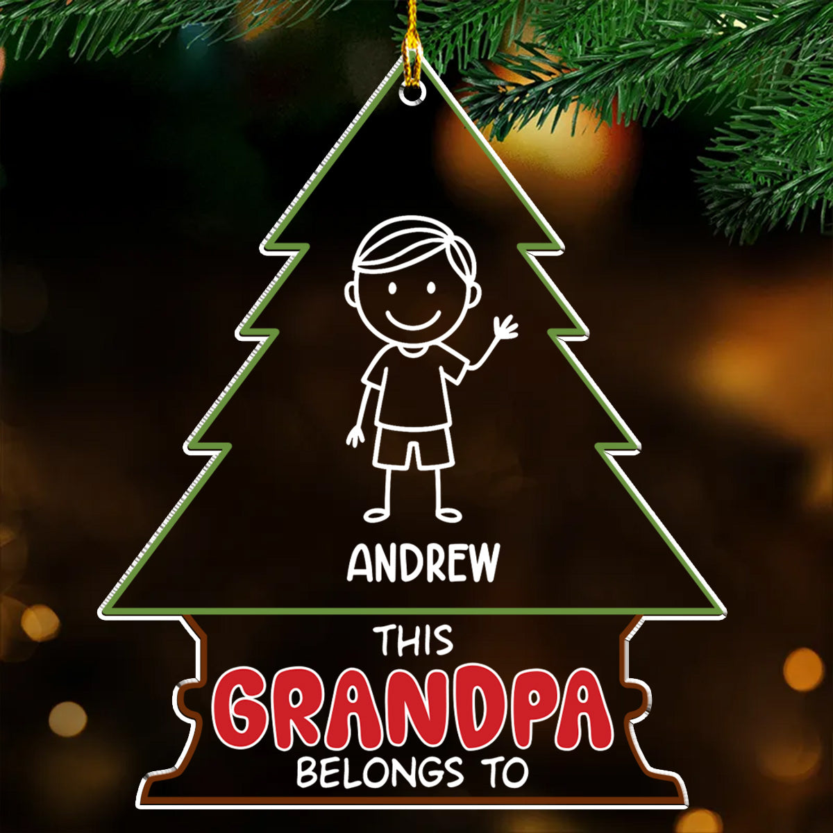 Custom Family Ornament, Christmas Gift for Family Members •  Grandpa Belongs To - Personalized Acrylic Ornament