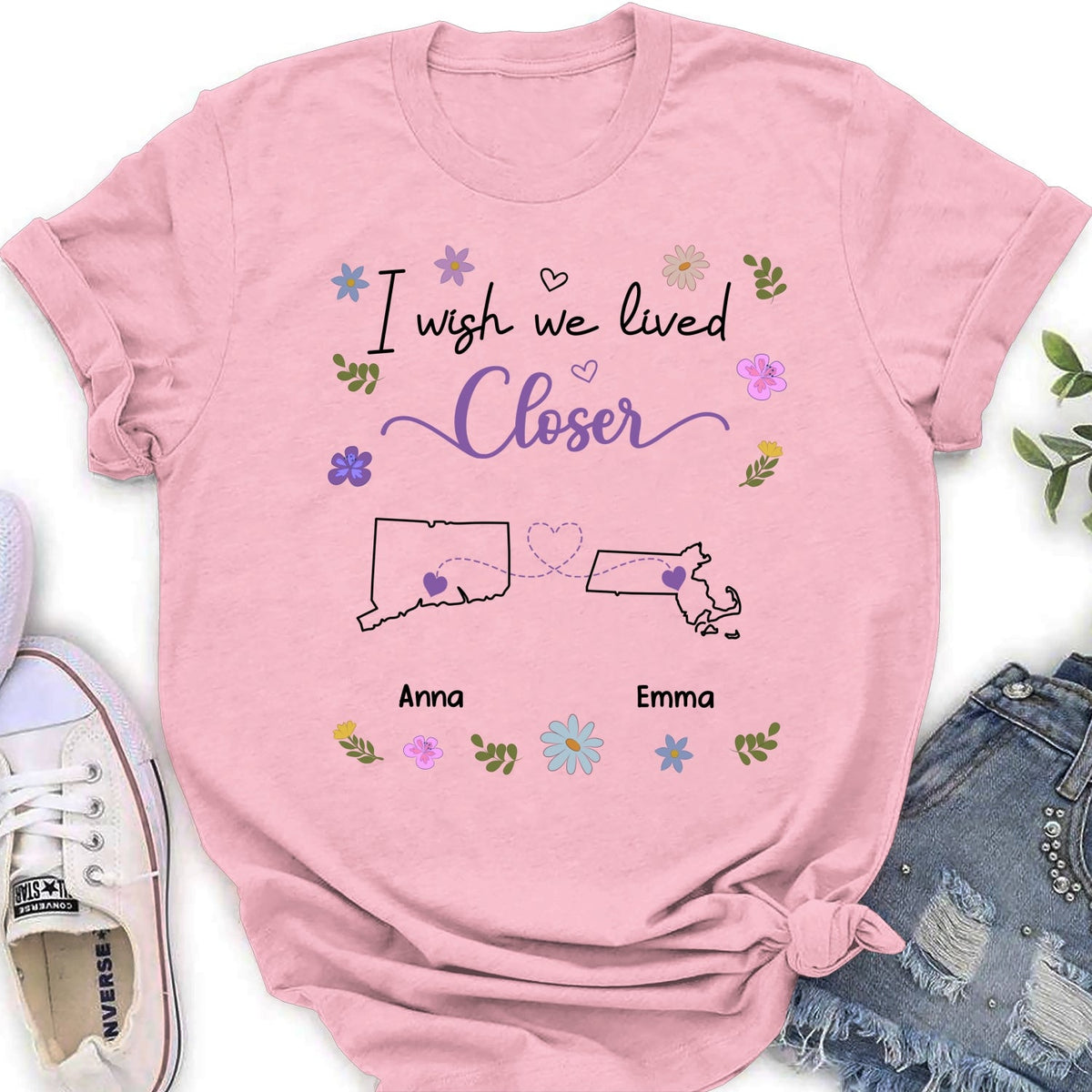 Custom Best Friend, Christmas & Birthday Friendship Keepsake Gift • I Wish We Lived Closer - Personalized Shirt