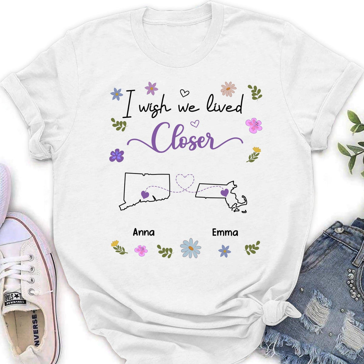 Custom Best Friend, Christmas & Birthday Friendship Keepsake Gift • I Wish We Lived Closer - Personalized Shirt