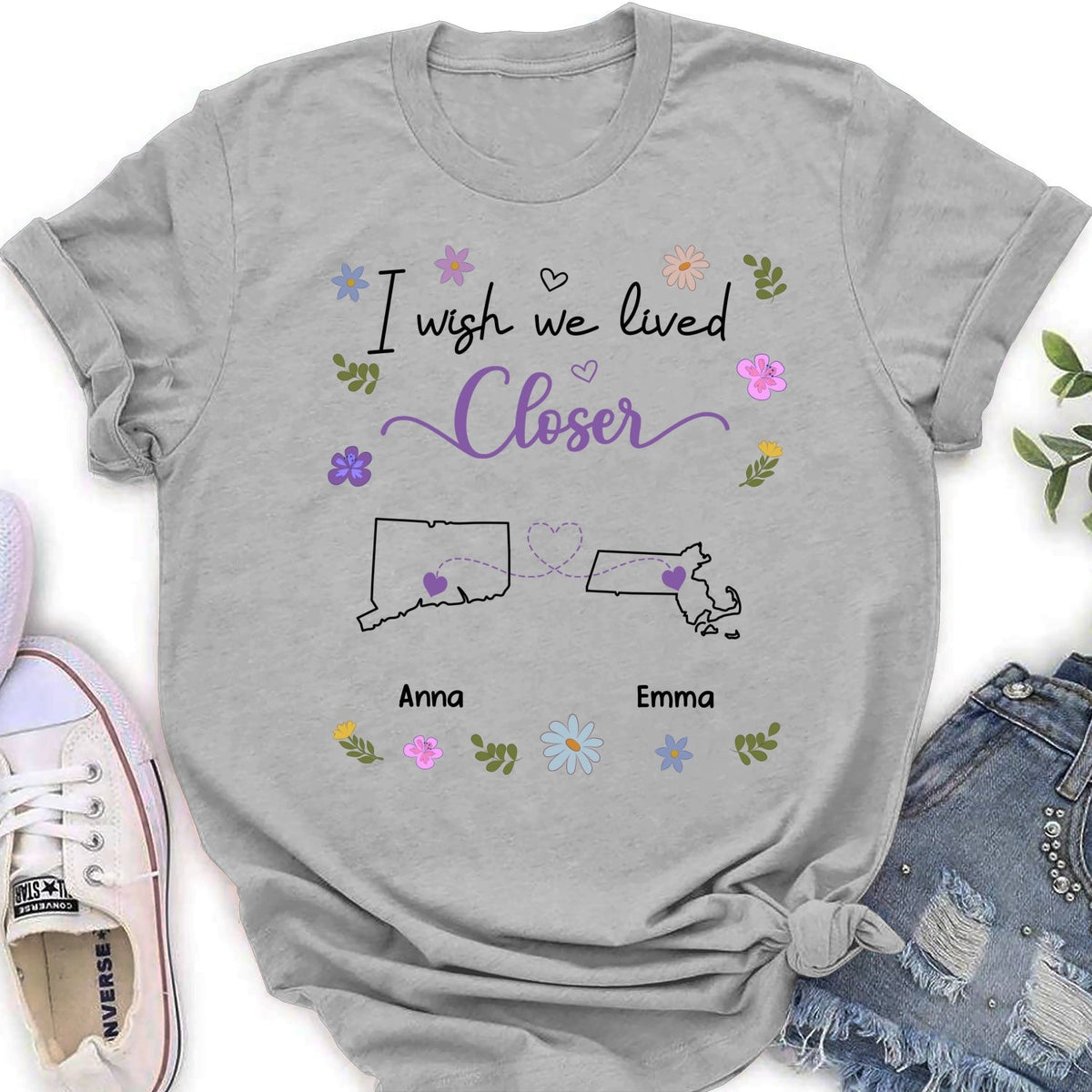 Custom Best Friend, Christmas & Birthday Friendship Keepsake Gift • I Wish We Lived Closer - Personalized Shirt
