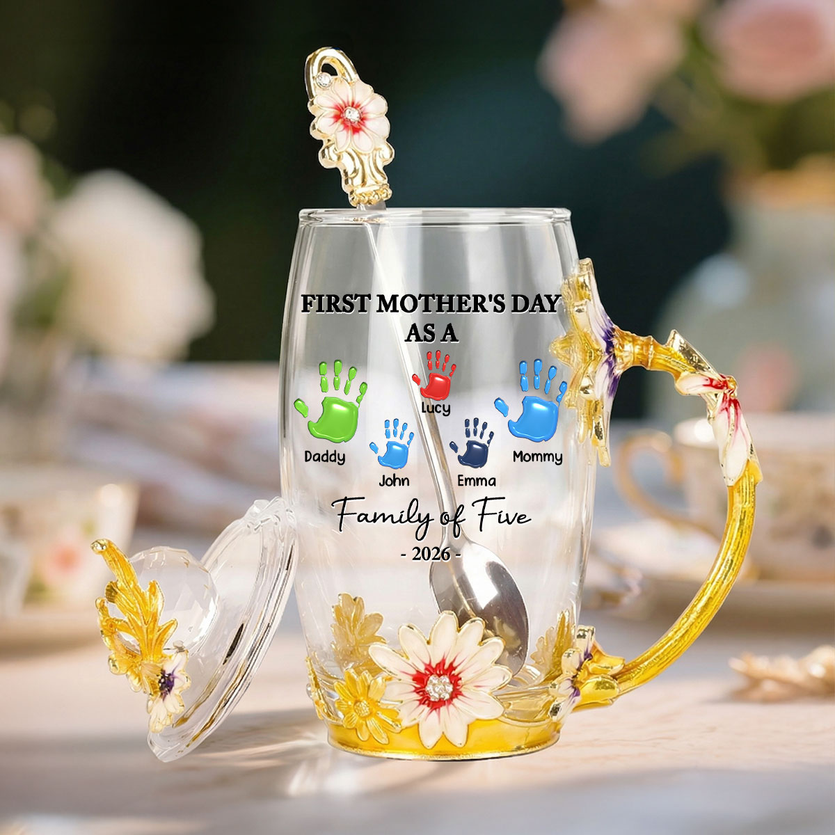 First Mother Day - Personalized 14OZ Flower Tea Cup