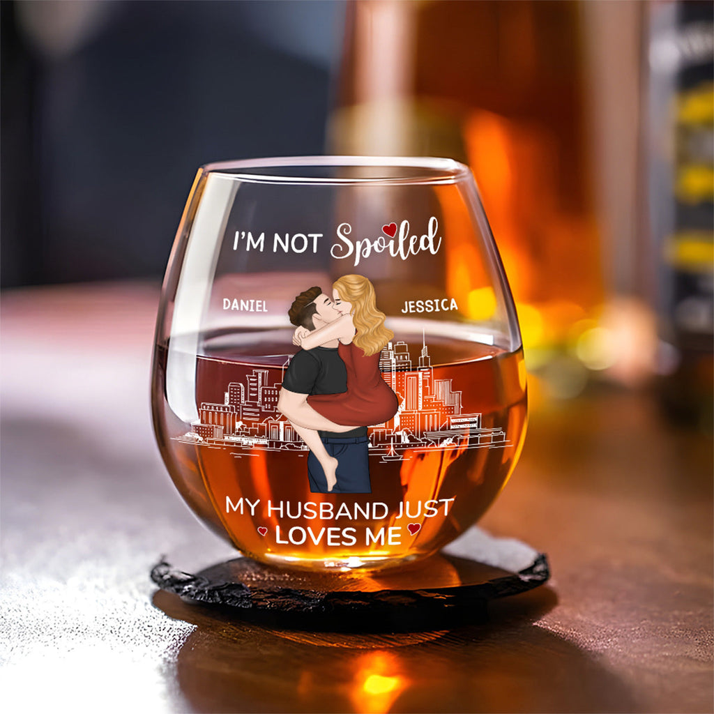 Husband Just Loves Me - Personalized Wine Glass