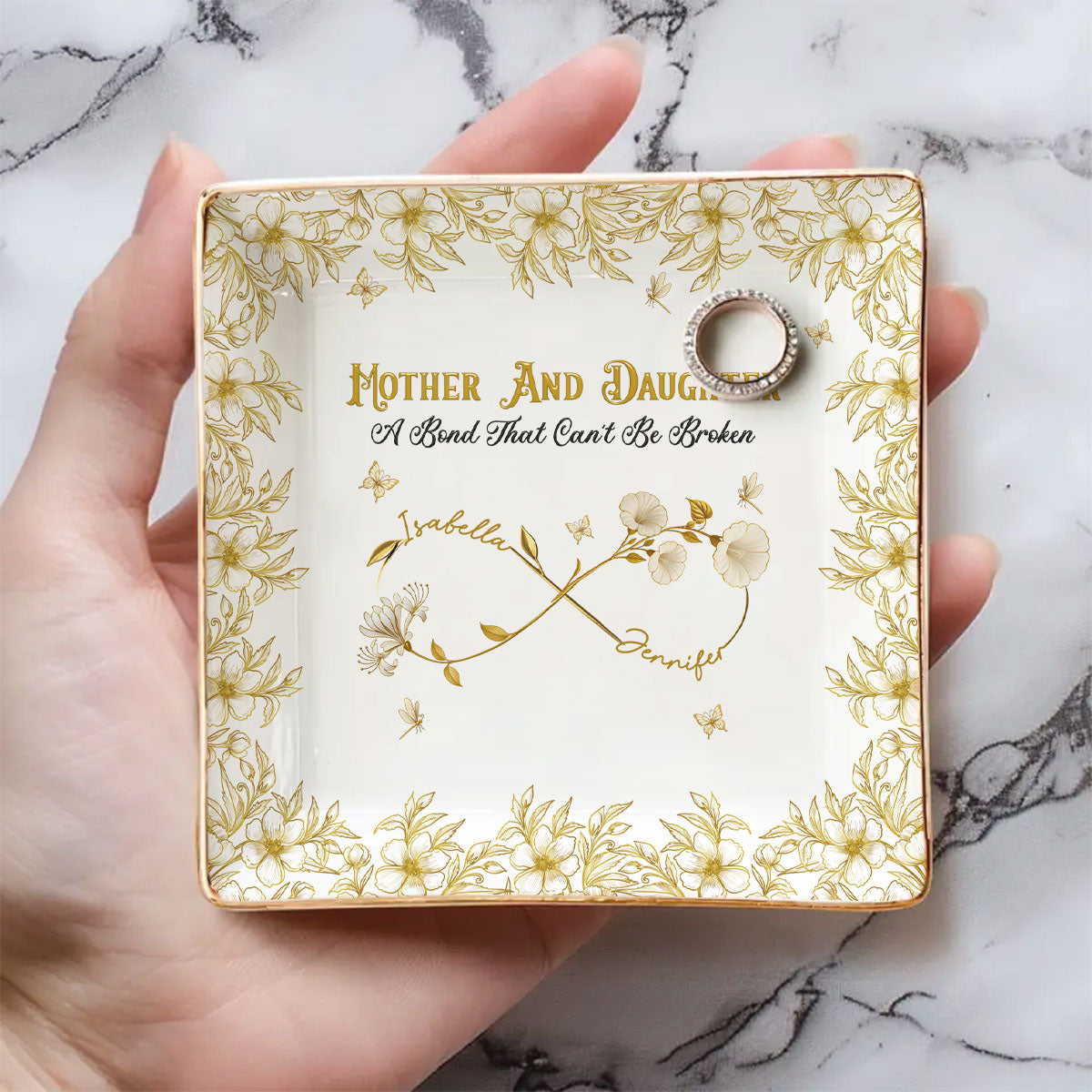 Custom Daughter Trinket Dish, Meaningful Birthday Gift For Her • Cannot Be Broken - Personalized Jewelry Dish