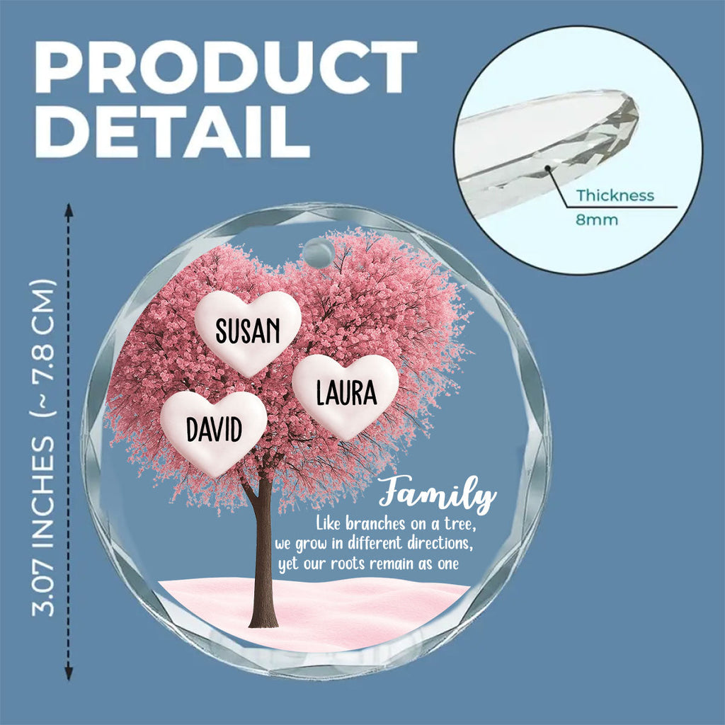Custom Family Ornament, Christmas Gift for Family Members •  Family Roots Remain As One - Personalized Glass Ornament