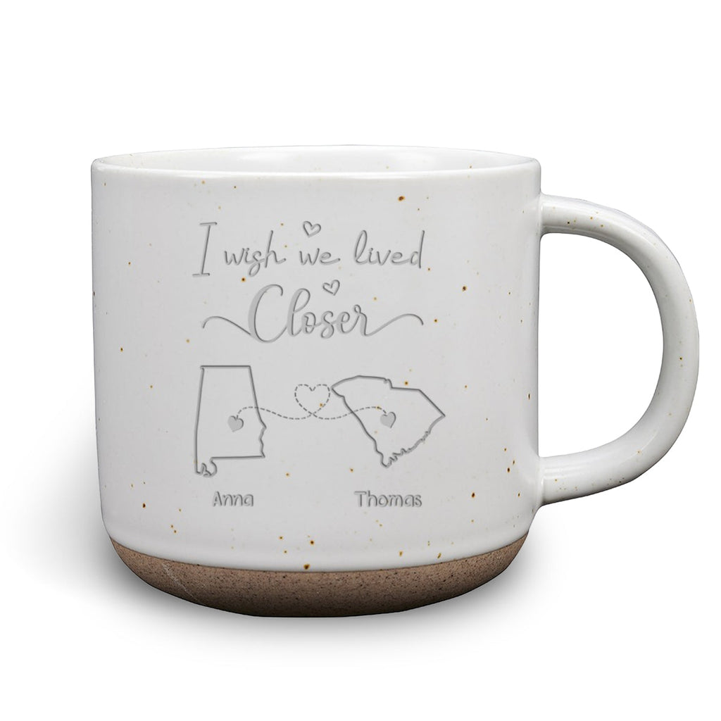 Custom Best Friend, Christmas & Birthday Friendship Keepsake Gift • I Wish We Lived Closer - Personalized Pottery Mug