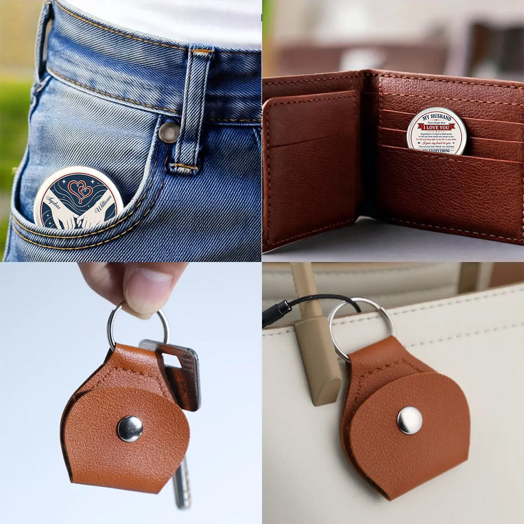 Custom Coin Keychain for Husband, Couple Anniversary Valentine's Day Gifts • How Deep My Love - Personalized Pocket Hug
