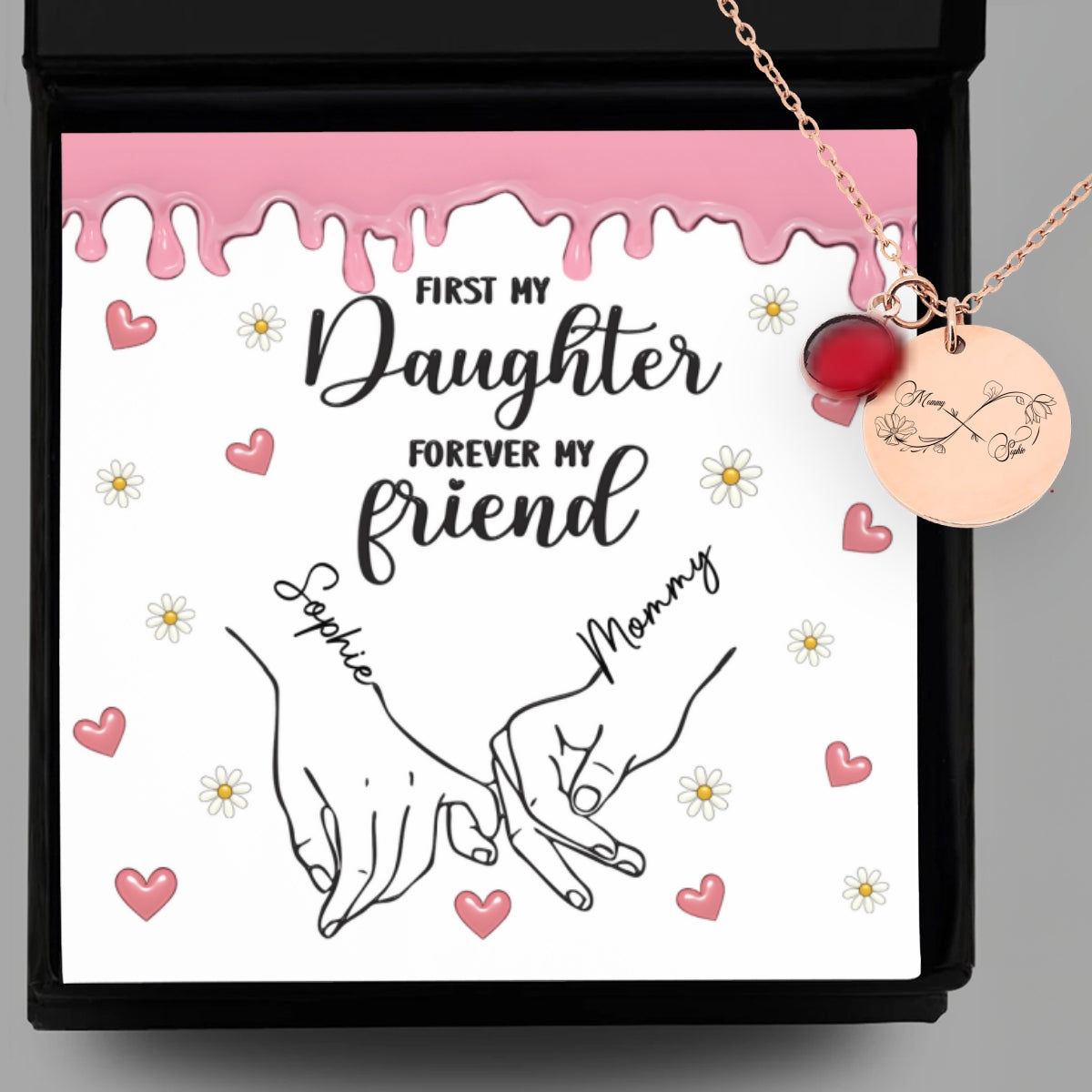 First My Daughter Forever My Friend - Personalized Birthstone Necklace With Message Card
