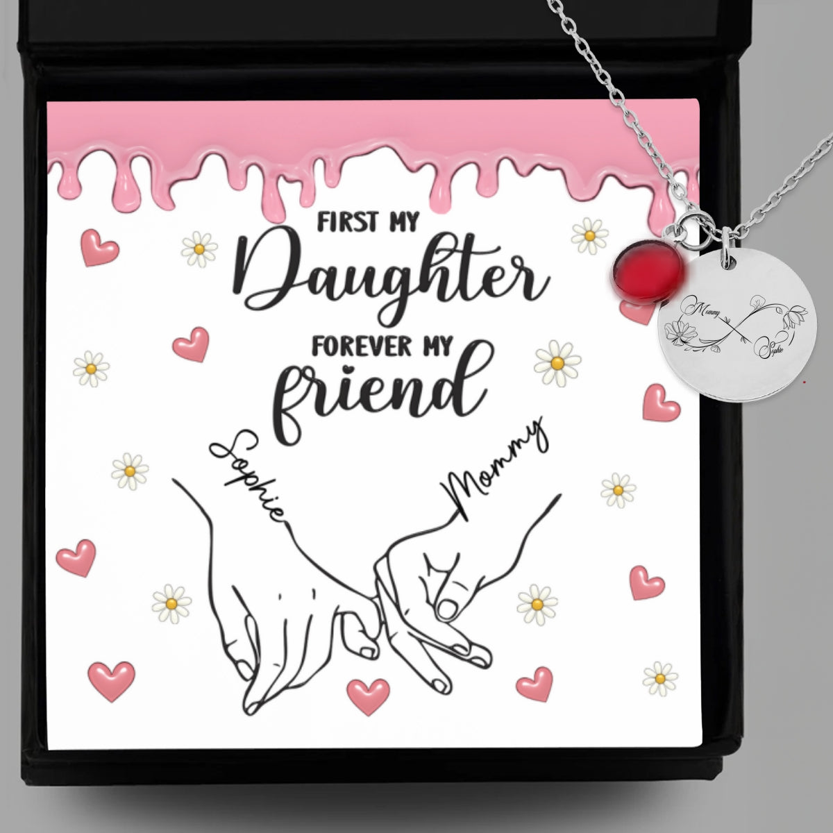 First My Daughter Forever My Friend - Personalized Birthstone Necklace With Message Card