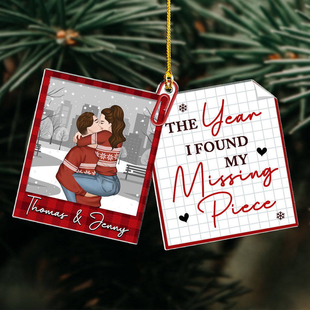 Custom Couple Christmas Ornament, Anniversary Gift •  My Missing Piece - Personalized Acrylic Ornament