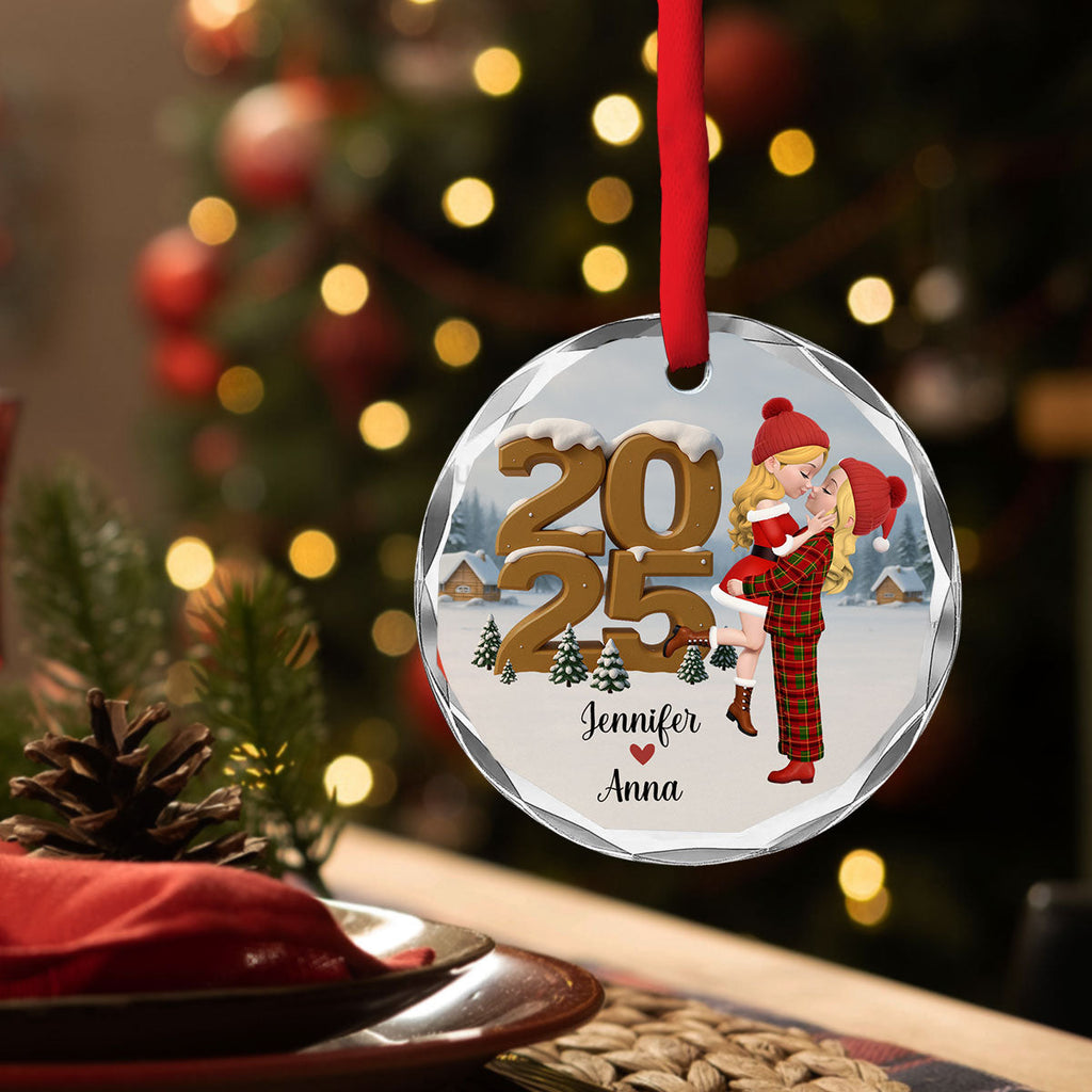 Custom Couple Christmas Ornament, Anniversary Gift •  As A Couple Now Onwards - Personalized 3D Effect Glass Ornament
